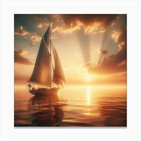 Sailboat At Sunset 7 Canvas Print