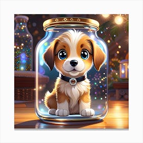 Puppy In A Jar 2 Canvas Print