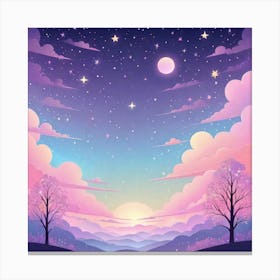 Sky With Twinkling Stars In Pastel Colors Square Composition 180 Canvas Print