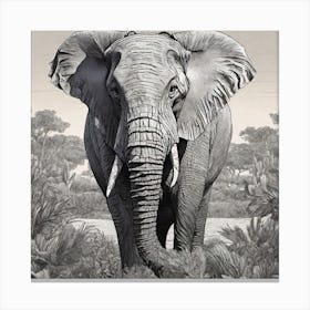 Elephant In The Wild Canvas Print