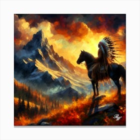 Native American Indian On Mountain 6 Copy Canvas Print