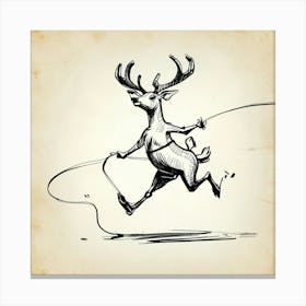 Deer Running With A Rope Canvas Print