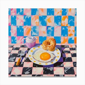 Continental Breakfast Pastel Checkerboard 3 Canvas Print