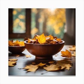 Autumn Leaves In A Bowl 1 Canvas Print