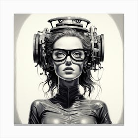 Futuristic Girl With Headphones 3 Canvas Print