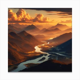 Sunset In The Mountains Canvas Print