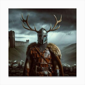 Knight With Deer Antlers Canvas Print