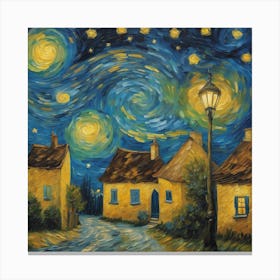 The Starry Night, Vincent Van Gogh Art Print 4 Canvas Print