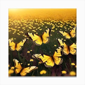 Yellow Butterflies In A Field Canvas Print