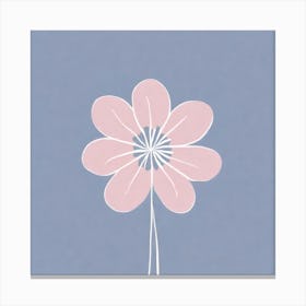 A White And Pink Flower In Minimalist Style Square Composition 239 Canvas Print