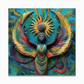 Portrait of angel, The Sun, Beautiful, artwork Print. "Happy To Be Alive" Canvas Print