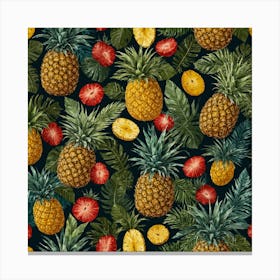 Pineapples And Strawberries Seamless Pattern Canvas Print