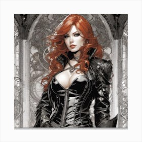 Pencil Art Redhead Canvas Print