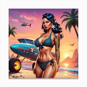 Pinup Girl In Bikini 2 Canvas Print