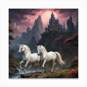 Unicorns In The Forest 6 Canvas Print