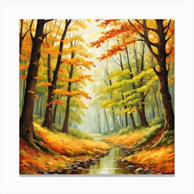Forest In Autumn In Minimalist Style Square Composition 149 Canvas Print