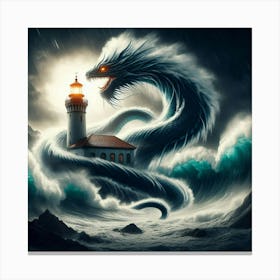 Dragon And Lighthouse 1 Canvas Print