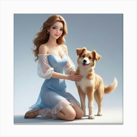 Girl With A Dog 8 Canvas Print