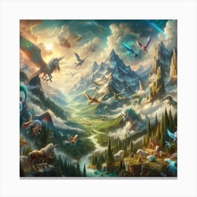 Unicorns In The Mountains Canvas Print