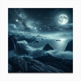 Night Sky With Clouds Canvas Print