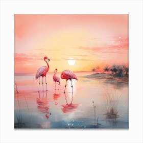 Impressionist Flamingos: Elegance in Hues Canvas Print