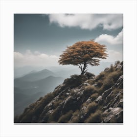 Lone Tree On Top Of Mountain 5 Canvas Print