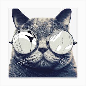 Cat Wearing Hippie Sunglasses Cat Kitten Dog Cuteness Animals Mammal Animal Canvas Print