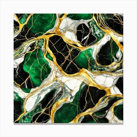 Green Marble and Gold Canvas Print