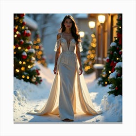 Winter Wedding Dress 3 Canvas Print