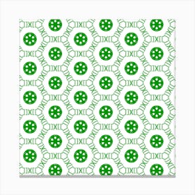 White Background Green Shapes Canvas Print