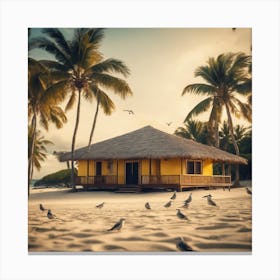 Hut On The Beach Canvas Print