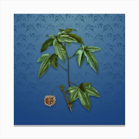 Vintage American Sweetgum Botanical on Bahama Blue Pattern n.1299 Canvas Print