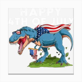 American Dinosaur Happy 4th Of July Boys Canvas Print