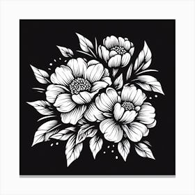 Flowers In Black And White Canvas Print