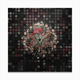 Vintage Guernsey Lily Flower Wreath on Dot Bokeh Pattern Canvas Print