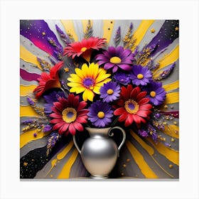 Colorful Flowers In A Vase 7 Canvas Print