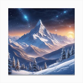 Snowy Mountain Landscape 4 Canvas Print