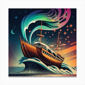 Ship on a tsunami wave 2 Canvas Print