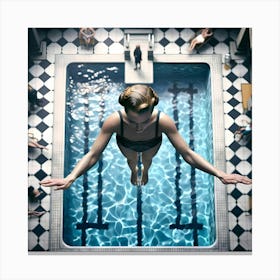Blond Woman dives into the Swimming Pool Canvas Print