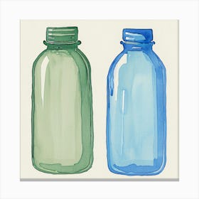 Watercolor Bottles Canvas Print