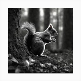 Black And White Squirrel 2 Canvas Print