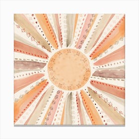 Orange and Blush Mauve Sun, Boho Decor, Square Canvas Print