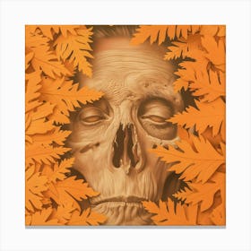 Skull With Leaves Canvas Print