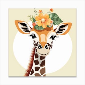 Floral Baby Giraffe Nursery Illustration (4) 1 Canvas Print