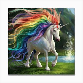 Unicorn With Rainbow Mane Canvas Print