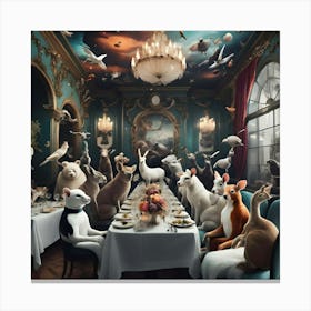 Dining Room Full Of Animals Canvas Print