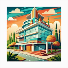 Modern Architectural Building With Geometric Design Canvas Print