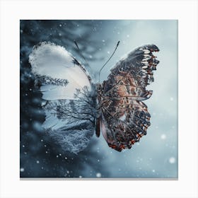 Butterfly In The Snow Canvas Print