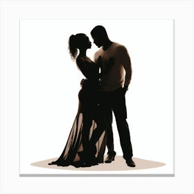 Silhouette Of A Couple Canvas Print