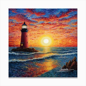 Sunset At The Lighthouse Canvas Print